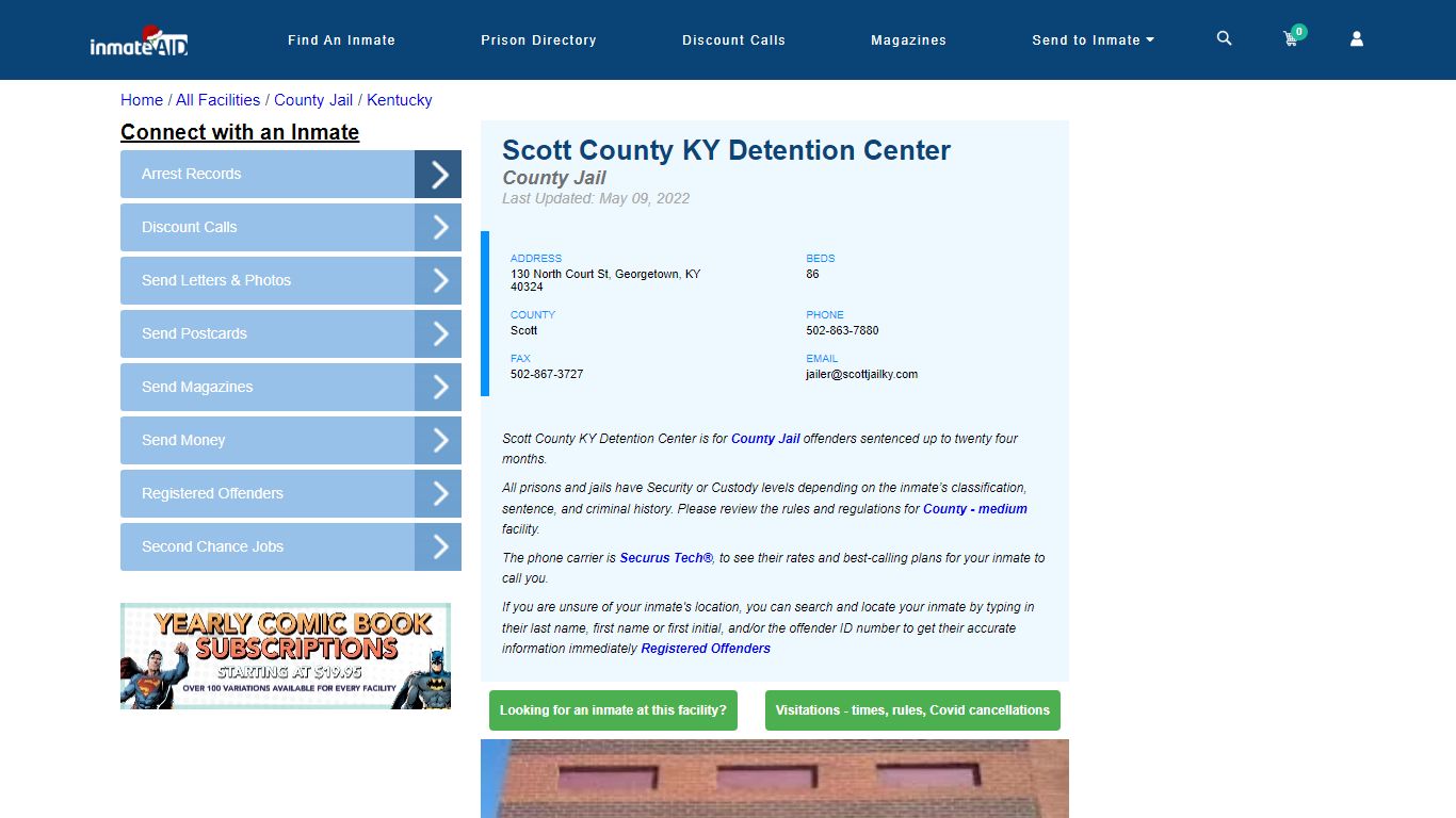 Scott County KY Detention Center - Inmate Locator - Georgetown, KY